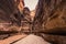 Petra - October 01, 2018: Canyon leading to the ancient city of Petra, Wonder of the World, Jordan