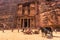 Petra - October 01, 2018: Treasury of the ancient city of Petra, Wonder of the World, Jordan