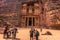 Petra - October 01, 2018: Treasury of the ancient city of Petra, Wonder of the World, Jordan