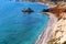 Petra Tou Romiou beach with Aphrodite\'s rock, Cyprus