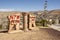 Petra welcoming and directional monument sign on the highway entering Wadi Musa