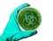 A petri dish with germs in the shape of the biohazard symbolseries
