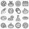 Petri dish icons set, outline style
