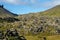 Petrified lava field down a mountainside in Iceland