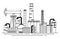 Petrochemical Industry Concept Contour Linear Style. Vector