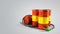 Petrol barrels and drum containers 3render on grey