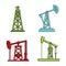 Petrol extraction icon set, color outline style