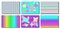 Petrol gradient and geometric patterns set of rainbow abstract background in bright neon colors in a trendy style