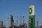 Petrol station in front of the plant of the BP Rotterdam Refinery