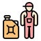 Petrol station worker icon, outline style