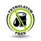 Petrolatum free vector stamp with prohibited petroleum canister drop. Round icon for natural products package, No synthetic oils