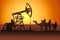 Petroleum pumpjack and camel riders vector illustration. Oil well