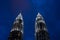 Petronas twin towers spires during dusk in Kuala Lumpur Malaysia