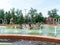 Petropavl, Kazakhstan - August 11, 2016: Musical Fountain Dolphins