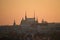 Petrov - Cathedral of Saints Peter and Paul. City of Brno - Czech Republic - Europe. City skyline at sunset