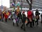 Petrozavodsk, Republic of Karelia / Russia - November 9, 2019: festive procession on the streets on a cold winter day. Adults and