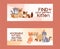 Pets adopt find friendship poster illustration. Love kitten and cat adoption banners.