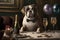 Pets celebrating new year eve illustration generative ai