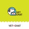 Pets chat logo. Pets veterinarian emblems. Animal clinic.