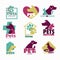 Pets clinic and shelter isolated icons dog and cat