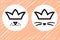 Pets in crown logo. Royal cat and dog black sign on white background. Cute kitty and puppy happy in luxury style. Line