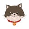 pets, cute cat domestic with collar image flat style