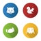 Pets flat design long shadow glyph icons set