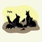Pets group - Dog, cat, rabbit, rat, guinea pig, parrot, turtle, snail and canary. set of silhouettes