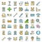 Pets hotel icons set line color vector