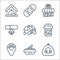 Pets line icons. linear set. quality vector line set such as cat house, tray, location, fish food, turtle, collar, pet shop, wound