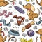 Pets pattern. Dogs background in cartoon style