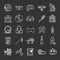 Pets supplies chalk icons set