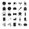 Pets supplies drop shadow black glyph icons set