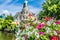 Petunia Flower on a Amsterdam Bridge. Nature dutch. Focus in the foreground.