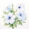 Petunia Watercolor Painting White Charm Flowers On White Background