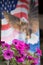 Petunias with flag background