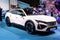 Peugeot 408 Plug-In Hybrid car showcased at the Paris Mondial de l& x27;Automobile. Paris, France - October 17, 2022