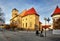 Pezinok city with church in main square, Slovakia