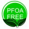 PFOA stamp. Does not contain PFOA, safe for health. Flat style. On a white background. Vector