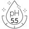 pH 5.5 fluid acidity icon for measuring water quality. Simple vector symbol