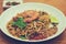 Phad Thai fried flat rice noodles With Prawns