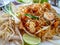 Phad Thai Goong with shrimps and noodles