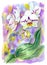 Phalaenopsis orchid white with purple spots on a colored background