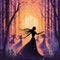 Phantom Pines: Dancing Shadows in Enchanted Woods