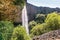 Phantom Waterfall dropping off over vertical basalt walls, North Table Mountain Ecological Reserve, Oroville, California