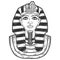 Pharaoh burial mask, Tutankhamun. Sketch scratch board imitation.
