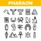 Pharaoh, Egypt King Vector Thin Line Icons Set
