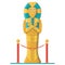 Pharaoh mummy cartoon. Ancient old large sarcophagus of gold color.