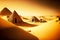 pharaoh's tombs in egyptian pyramids among sandy african desert