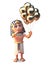 Pharaoh Tutankhamun 3d character holding many gold party celebration balloons 3d illustration